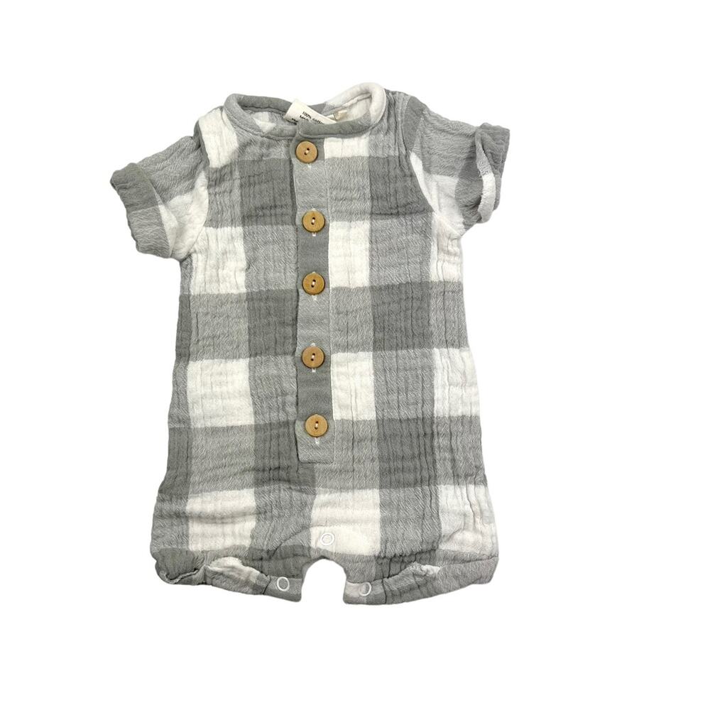 City Mouse Gray Plaid Romper